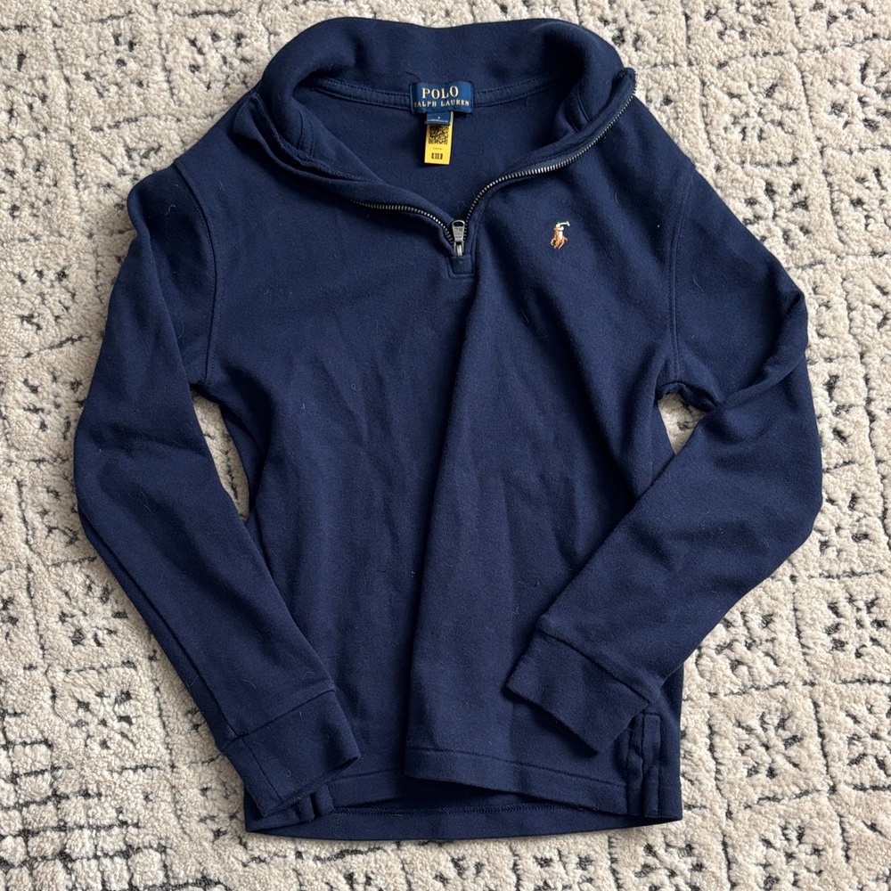 Polo by Ralph Lauren Navy Quarter-Zip Boys Long Sleeve sz 7